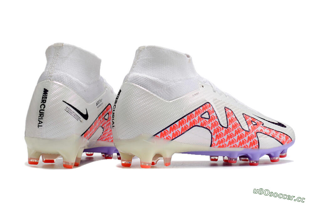 Men's Nike Air Zoom Mercurial Superfly 9 Elite AG Artificial Grass High-Tops Football Boots - White/Pink 6