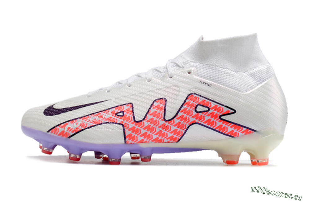 Men's Nike Air Zoom Mercurial Superfly 9 Elite AG Artificial Grass High-Tops Football Boots - White/Pink 0