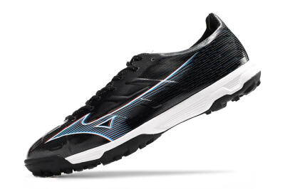 Men's Mizuno Morelia Alpha Japan TF Artificial Turf Low-Tops Football Shoes - Black/White/Blue