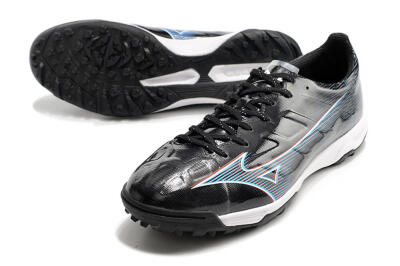 Men's Mizuno Morelia Alpha Japan TF Artificial Turf Low-Tops Football Shoes - Black/White/Blue