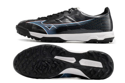Men's Mizuno Morelia Alpha Japan TF Artificial Turf Low-Tops Football Shoes - Black/White/Blue