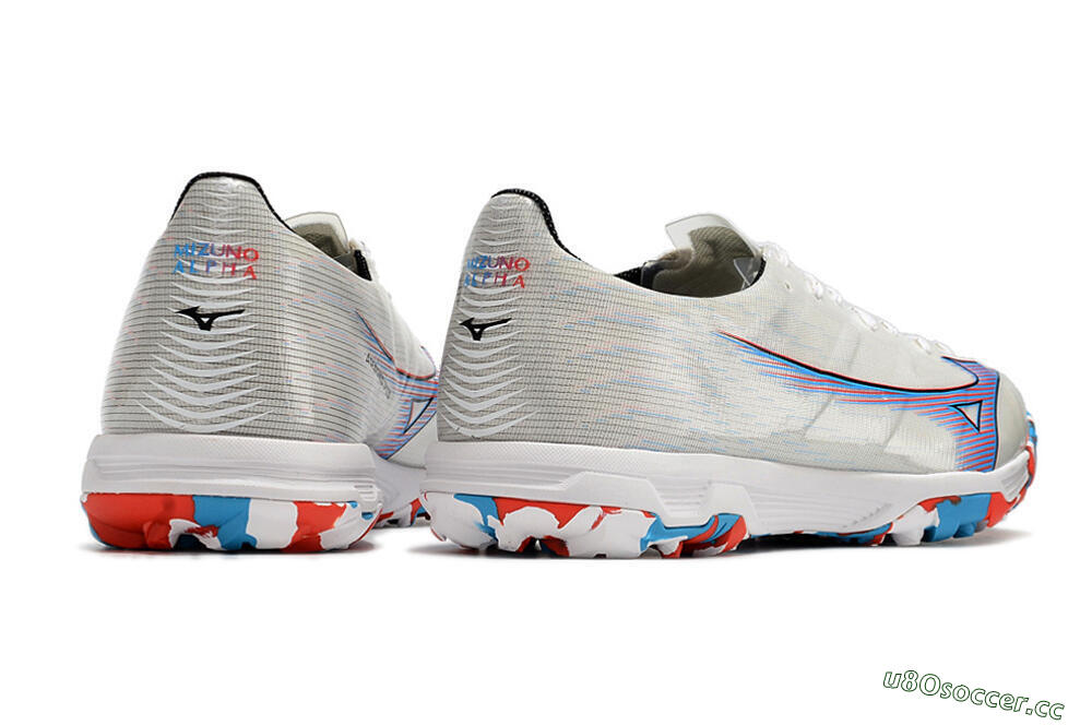 Men's Mizuno Morelia Alpha Japan TF Artificial Turf Low-Tops Football Shoes - White/Blue/Red 6