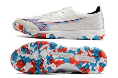 Men's Mizuno Morelia Alpha Japan TF Artificial Turf Low-Tops Football Shoes - White/Blue/Red
