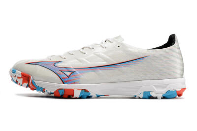 Men's Mizuno Morelia Alpha Japan TF Artificial Turf Low-Tops Football Shoes - White/Blue/Red