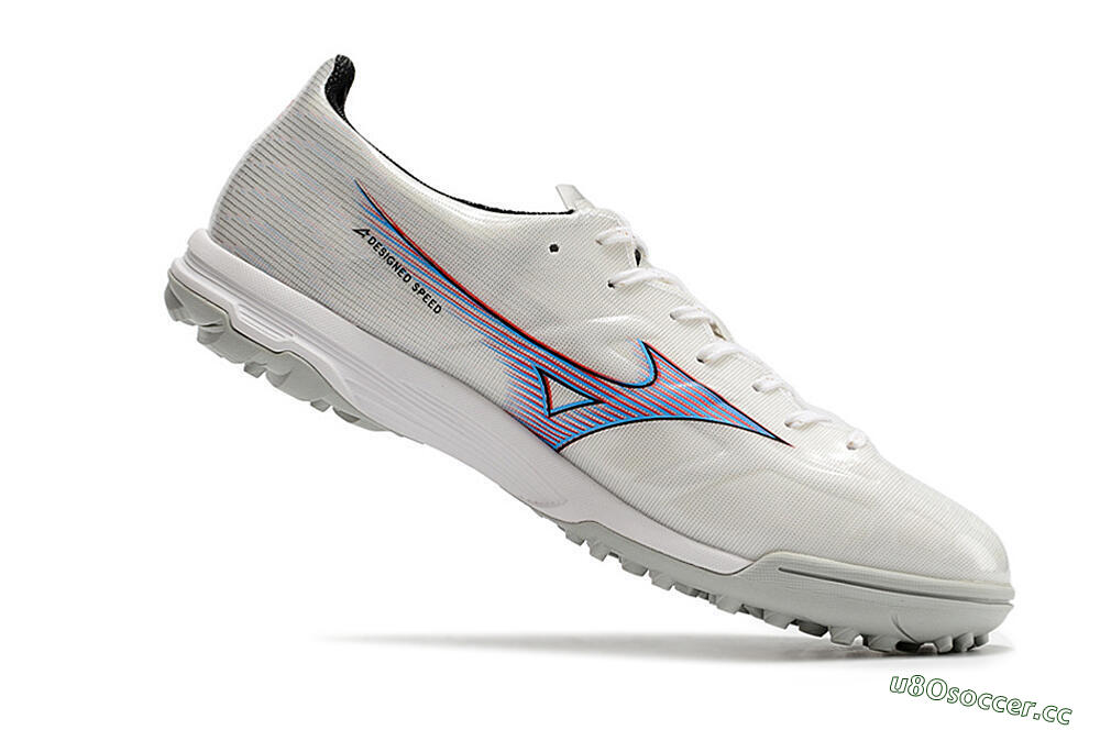 Men's Mizuno Morelia Alpha Japan TF Artificial Turf Low-Tops Football Shoes - White/Blue/Red 4