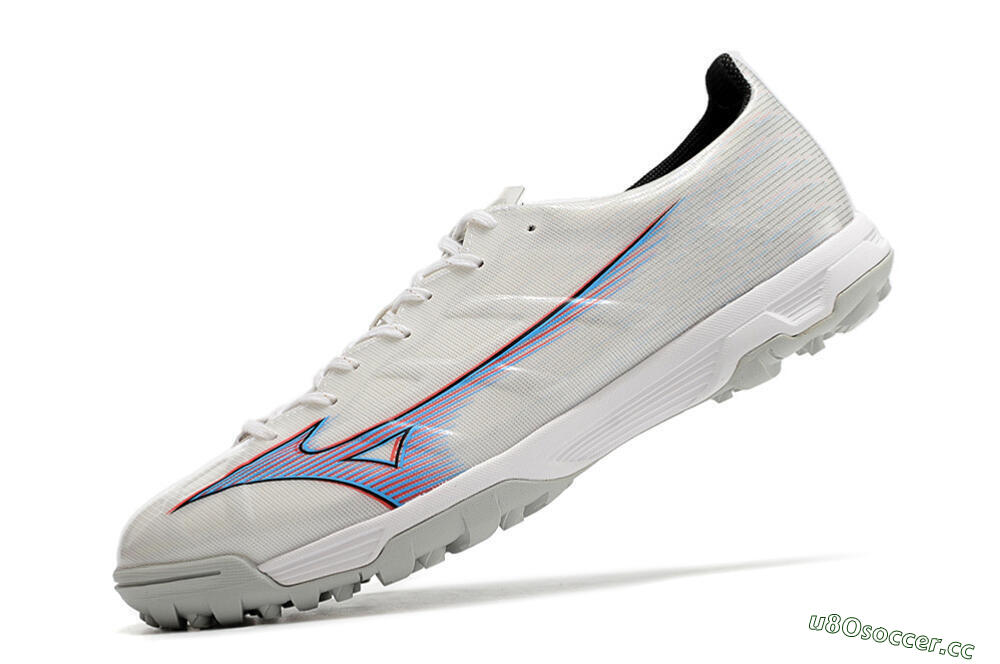 Men's Mizuno Morelia Alpha Japan TF Artificial Turf Low-Tops Football Shoes - White/Blue/Red 5
