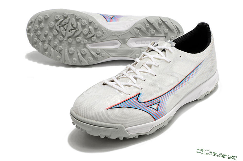 Men's Mizuno Morelia Alpha Japan TF Artificial Turf Low-Tops Football Shoes - White/Blue/Red 3