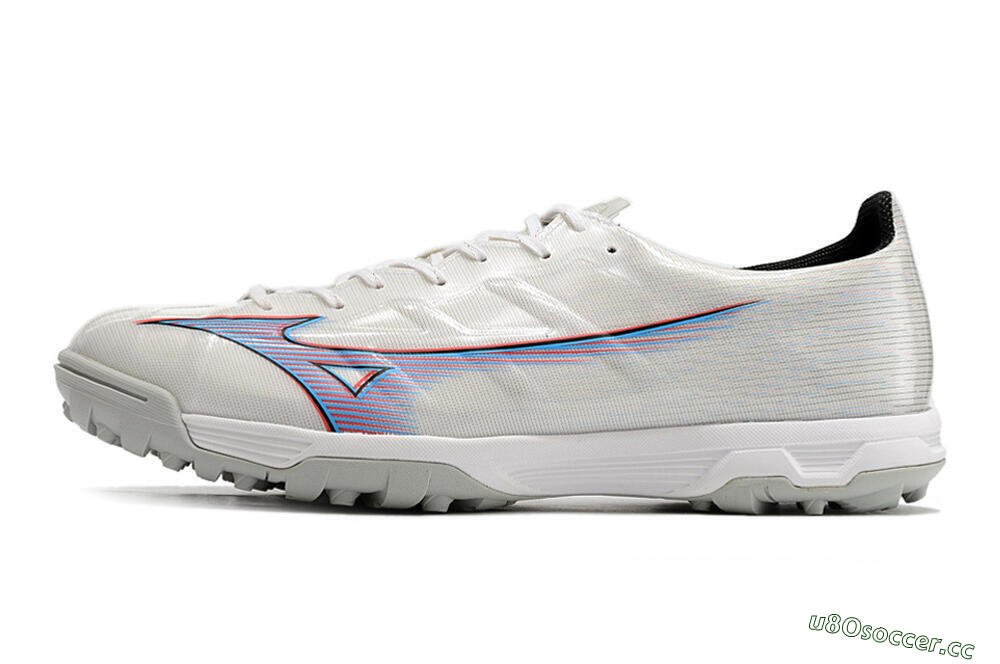 Men's Mizuno Morelia Alpha Japan TF Artificial Turf Low-Tops Football Shoes - White/Blue/Red 0