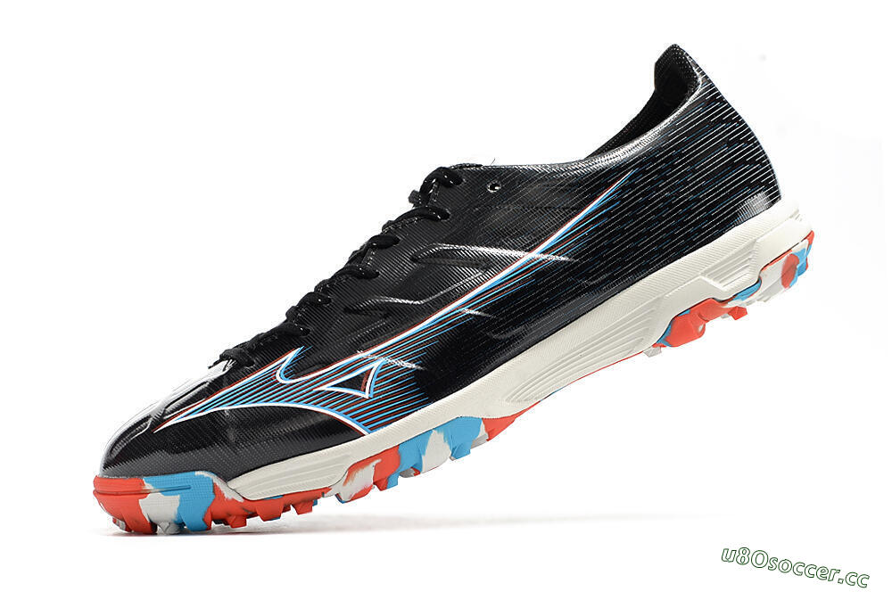 Men's Mizuno Morelia Alpha Japan TF Artificial Turf Low-Tops Football Shoes - Black/White 5