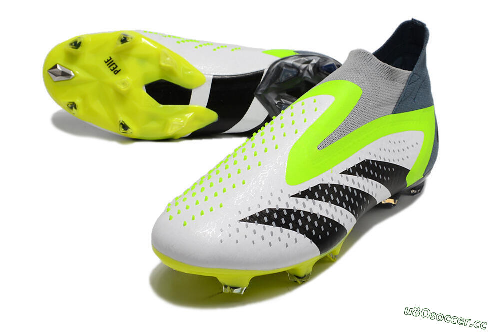Men's Adidas Predator Accuracy+ FG Firm Ground High-Tops Football Boots - White/Black/Green 3