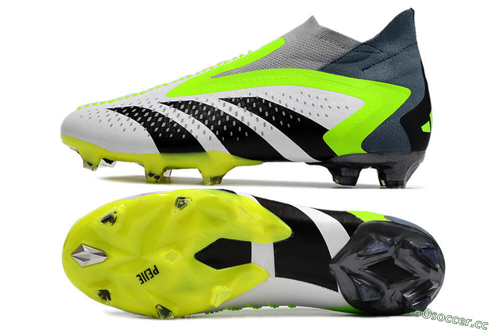 Men's Adidas Predator Accuracy+ FG Firm Ground High-Tops Football Boots - White/Black/Green 1