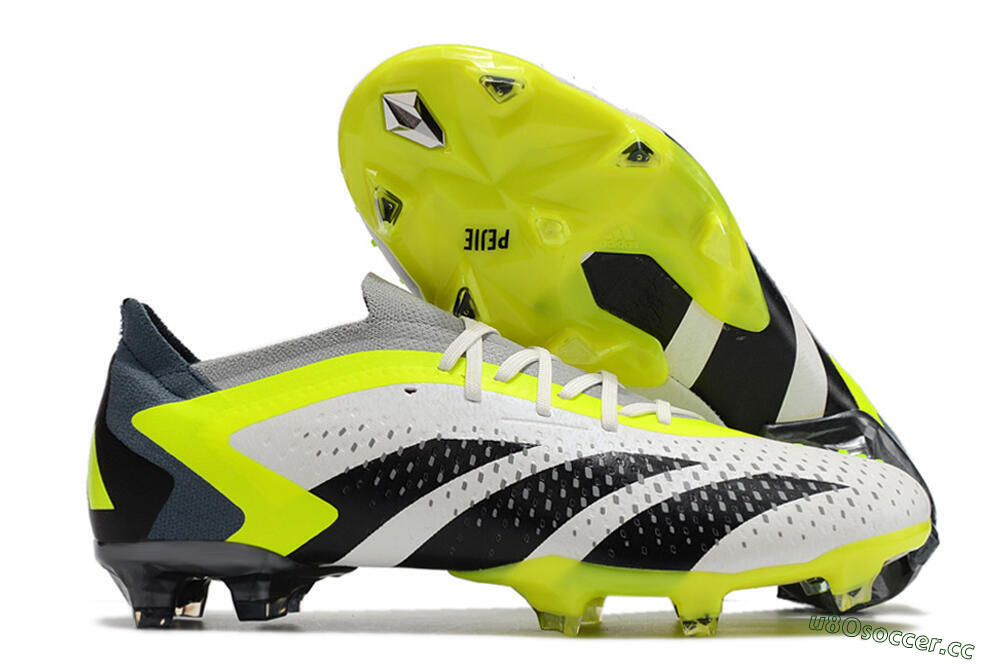 Men's Adidas Predator Accuracy.1 Low FG Firm Ground Low-Tops Football Boots - White/Black/Green 2