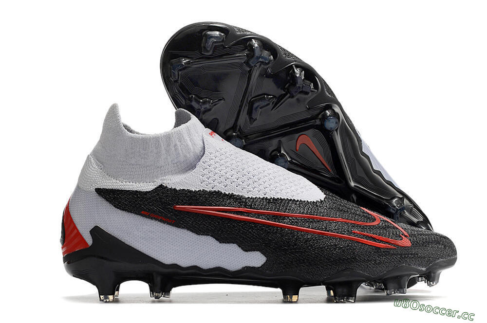 Men's Nike Phantom GX Elite DF Link FG Firm Ground High-Tops Football Boots - Black/White/Red 2