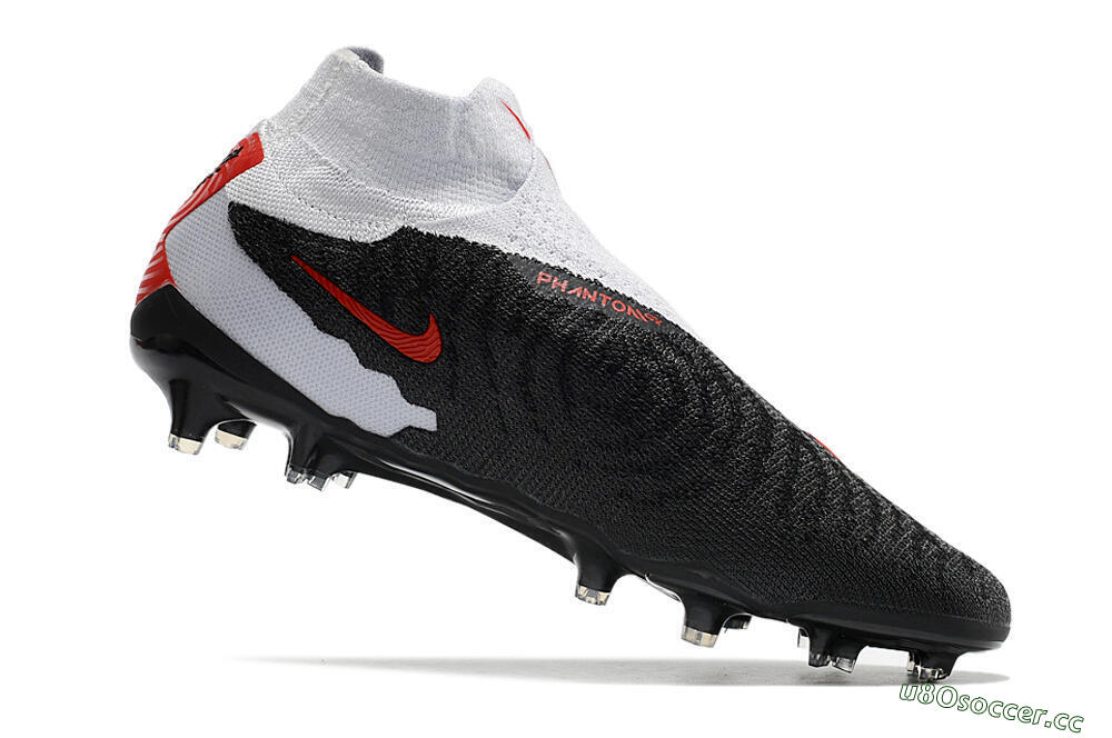 Men's Nike Phantom GX Elite DF Link FG Firm Ground High-Tops Football Boots - Black/White/Red 4