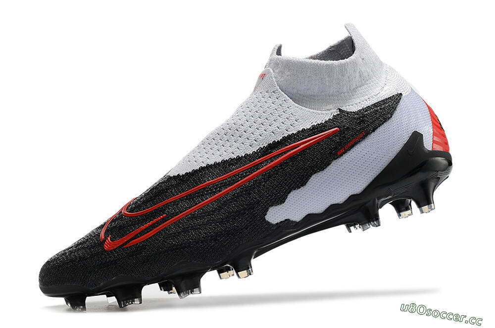 Men's Nike Phantom GX Elite DF Link FG Firm Ground High-Tops Football Boots - Black/White/Red 5