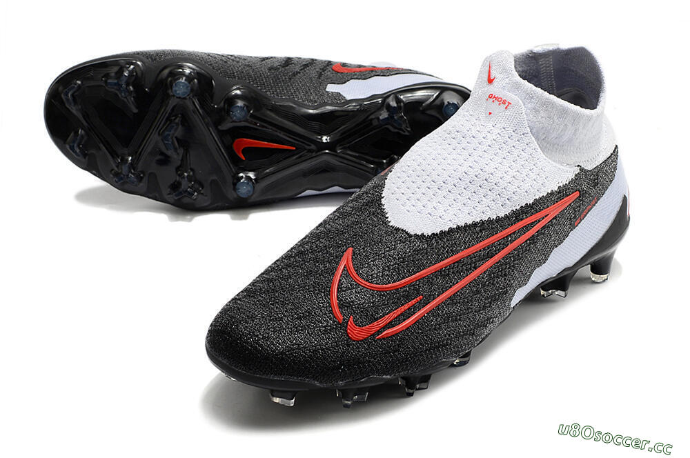Men's Nike Phantom GX Elite DF Link FG Firm Ground High-Tops Football Boots - Black/White/Red 3