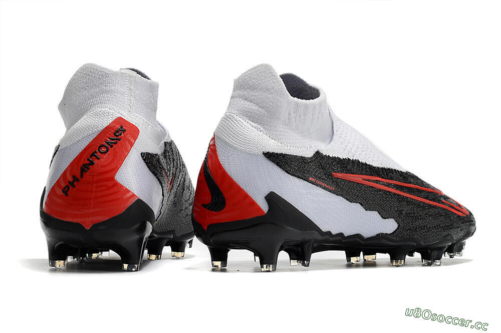 Men's Nike Phantom GX Elite DF Link FG Firm Ground High-Tops Football Boots - Black/White/Red 6