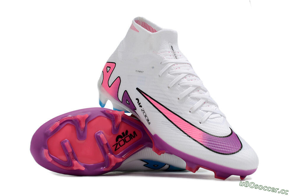 Unisex Nike Air Zoom Mercurial Superfly 9 Elite FG Firm Ground High-Tops Football Boots - White/Pink/Purple 3