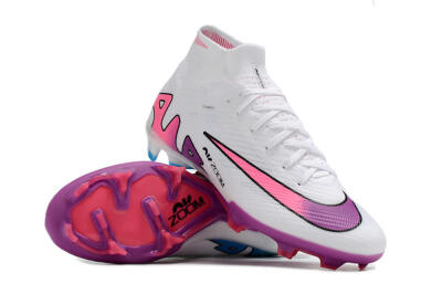 Unisex Nike Air Zoom Mercurial Superfly 9 Elite FG Firm Ground High-Tops Football Boots - White/Pink/Purple