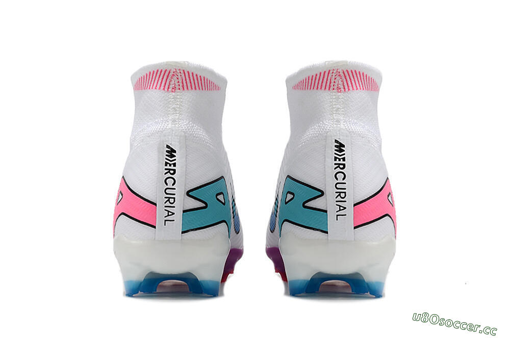 Unisex Nike Air Zoom Mercurial Superfly 9 Elite FG Firm Ground High-Tops Football Boots - White/Pink/Purple 5