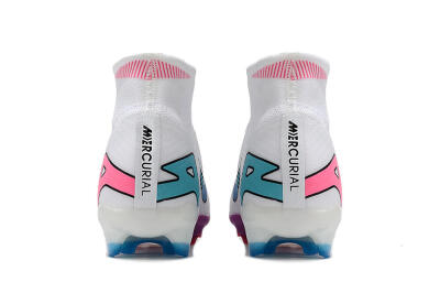 Unisex Nike Air Zoom Mercurial Superfly 9 Elite FG Firm Ground High-Tops Football Boots - White/Pink/Purple