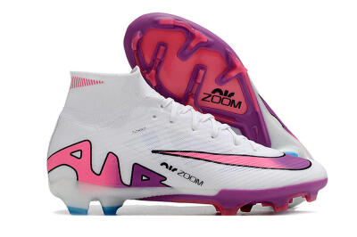 Unisex Nike Air Zoom Mercurial Superfly 9 Elite FG Firm Ground High-Tops Football Boots - White/Pink/Purple