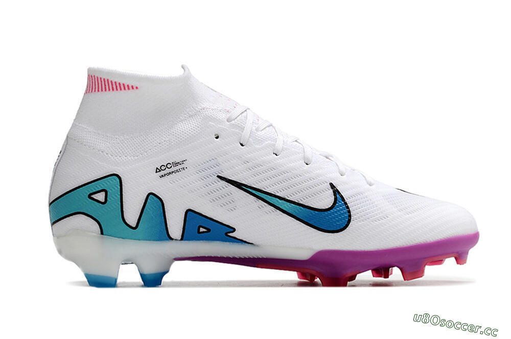 Unisex Nike Air Zoom Mercurial Superfly 9 Elite FG Firm Ground High-Tops Football Boots - White/Pink/Purple 7