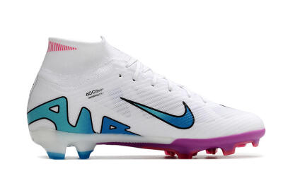 Unisex Nike Air Zoom Mercurial Superfly 9 Elite FG Firm Ground High-Tops Football Boots - White/Pink/Purple