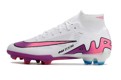 Unisex Nike Air Zoom Mercurial Superfly 9 Elite FG Firm Ground High-Tops Football Boots - White/Pink/Purple