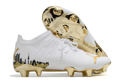 Men's Puma Future Z 1.1 FG Firm Ground Low-Tops Football Boots - White/Blakc/Gold