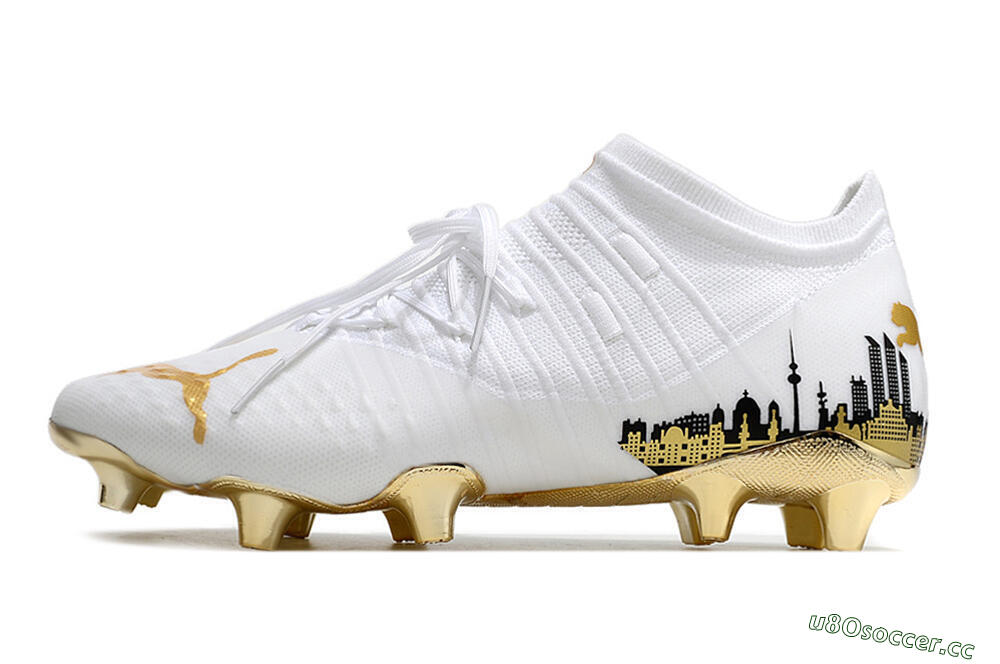 Men's Puma Future Z 1.1 FG Firm Ground Low-Tops Football Boots - White/Blakc/Gold 0