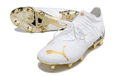 Men's Puma Future Z 1.1 FG Firm Ground Low-Tops Football Boots - White/Blakc/Gold