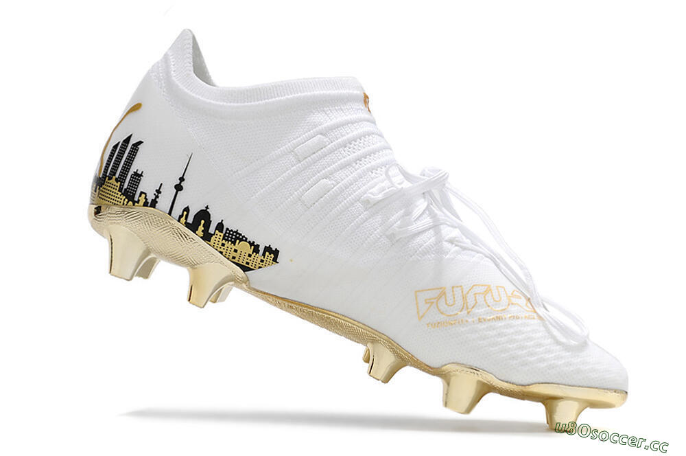 Men's Puma Future Z 1.1 FG Firm Ground Low-Tops Football Boots - White/Blakc/Gold 5