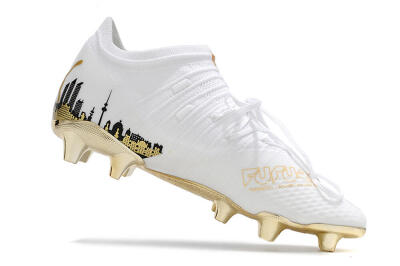 Men's Puma Future Z 1.1 FG Firm Ground Low-Tops Football Boots - White/Blakc/Gold