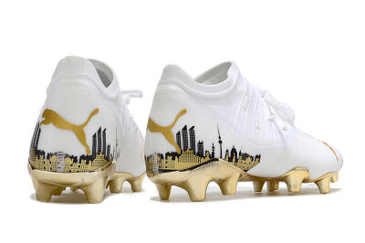 Men's Puma Future Z 1.1 FG Firm Ground Low-Tops Football Boots - White/Blakc/Gold