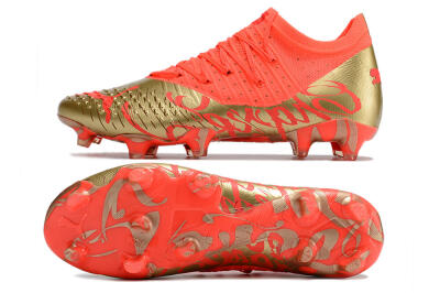 Unisex Puma Future Z 1.3 FG Firm Ground Low-Tops Football Boots - Red/Gold