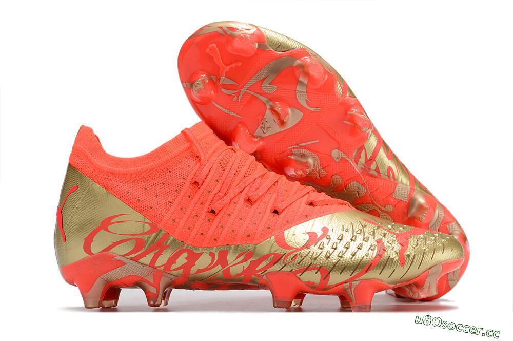 Unisex Puma Future Z 1.3 FG Firm Ground Low-Tops Football Boots - Red/Gold 2
