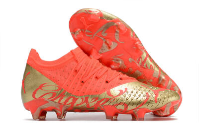 Unisex Puma Future Z 1.3 FG Firm Ground Low-Tops Football Boots - Red/Gold