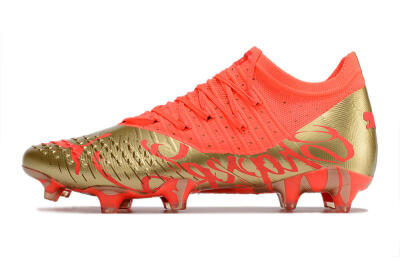 Unisex Puma Future Z 1.3 FG Firm Ground Low-Tops Football Boots - Red/Gold