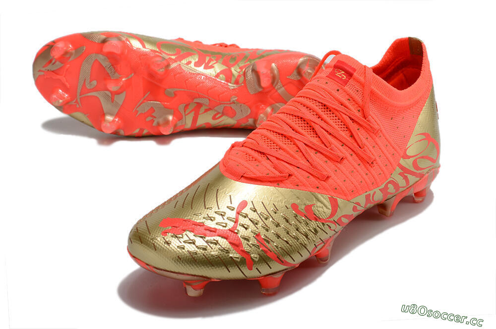 Unisex Puma Future Z 1.3 FG Firm Ground Low-Tops Football Boots - Red/Gold 3