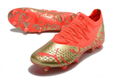 Unisex Puma Future Z 1.3 FG Firm Ground Low-Tops Football Boots - Red/Gold