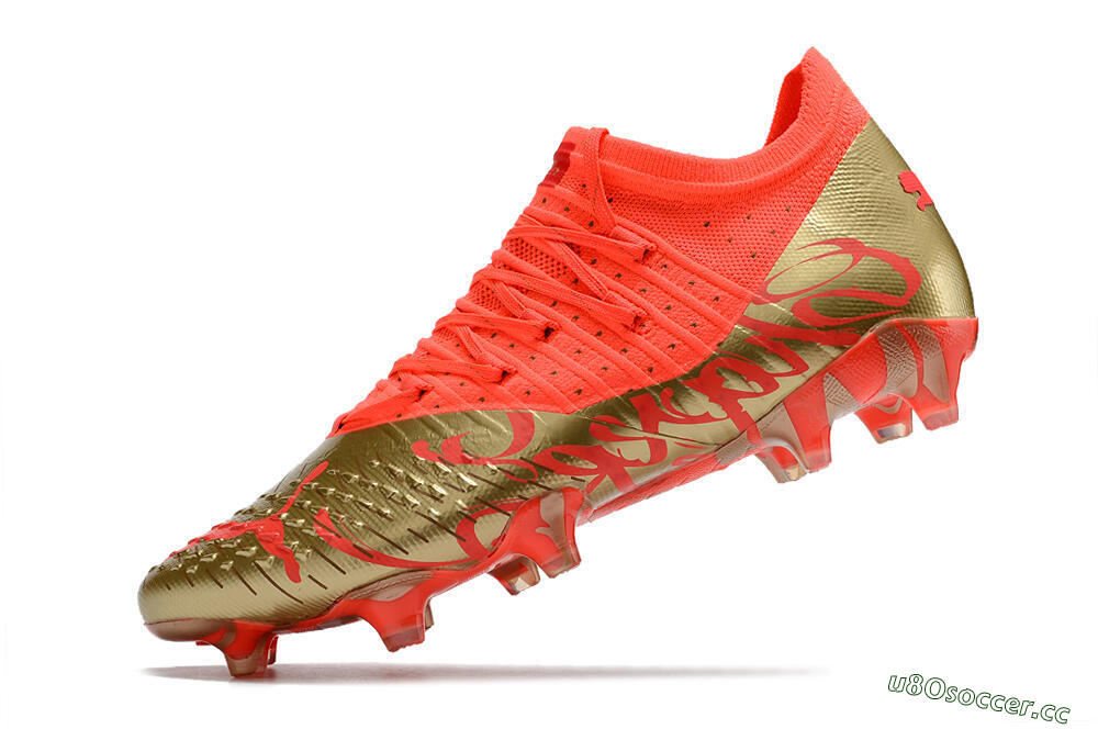 Unisex Puma Future Z 1.3 FG Firm Ground Low-Tops Football Boots - Red/Gold 5