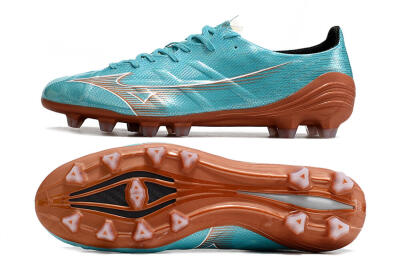 Men's Mizuno Morelia Alpha FG Firm Ground Low-Tops Football Boots - Blue/Brown