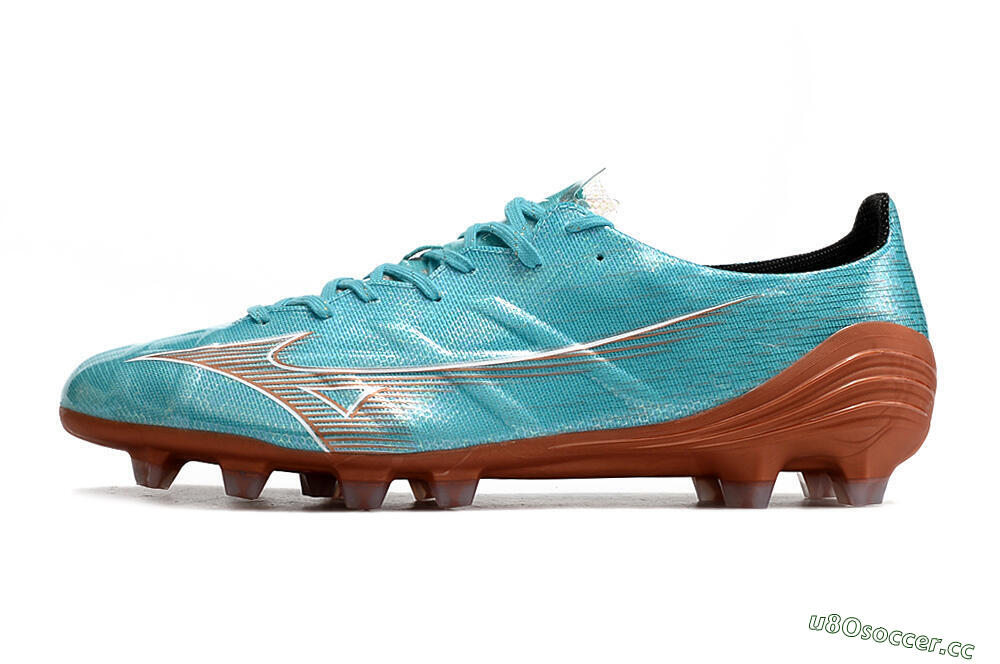 Men's Mizuno Morelia Alpha FG Firm Ground Low-Tops Football Boots - Blue/Brown 0