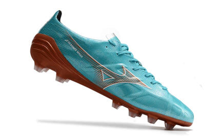 Men's Mizuno Morelia Alpha FG Firm Ground Low-Tops Football Boots - Blue/Brown