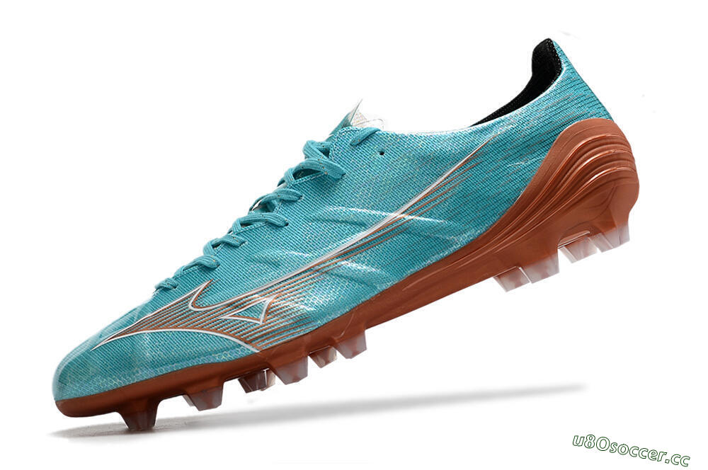 Men's Mizuno Morelia Alpha FG Firm Ground Low-Tops Football Boots - Blue/Brown 5