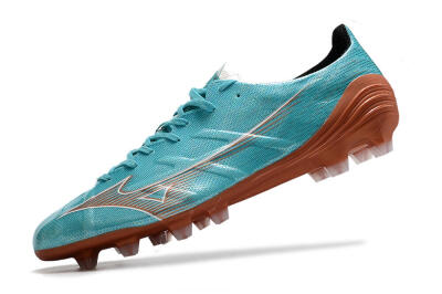 Men's Mizuno Morelia Alpha FG Firm Ground Low-Tops Football Boots - Blue/Brown