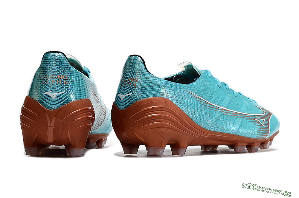 Men's Mizuno Morelia Alpha FG Firm Ground Low-Tops Football Boots - Blue/Brown 6