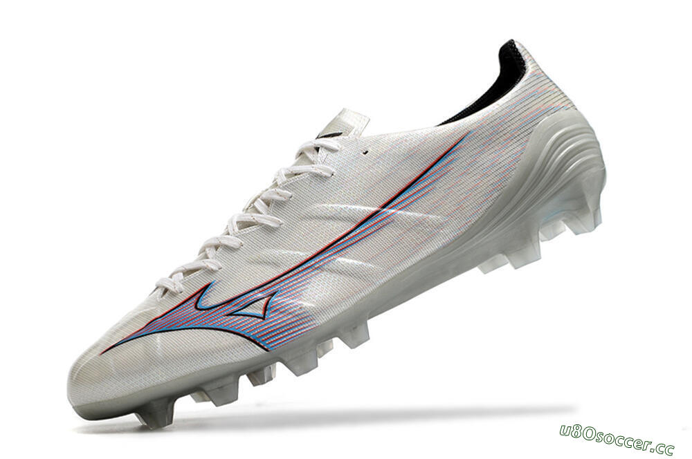 Men's Mizuno Morelia Alpha FG Firm Ground Low-Tops Football Boots - Silver/Red/Blue 4