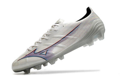 Men's Mizuno Morelia Alpha FG Firm Ground Low-Tops Football Boots - Silver/Red/Blue